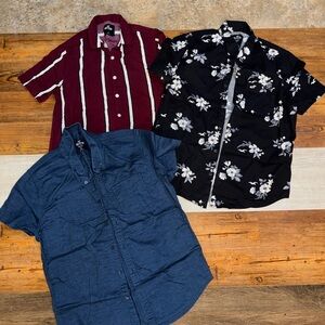 Hollister Men's Casual Shirt Trio - Burgundy, Black, Blue